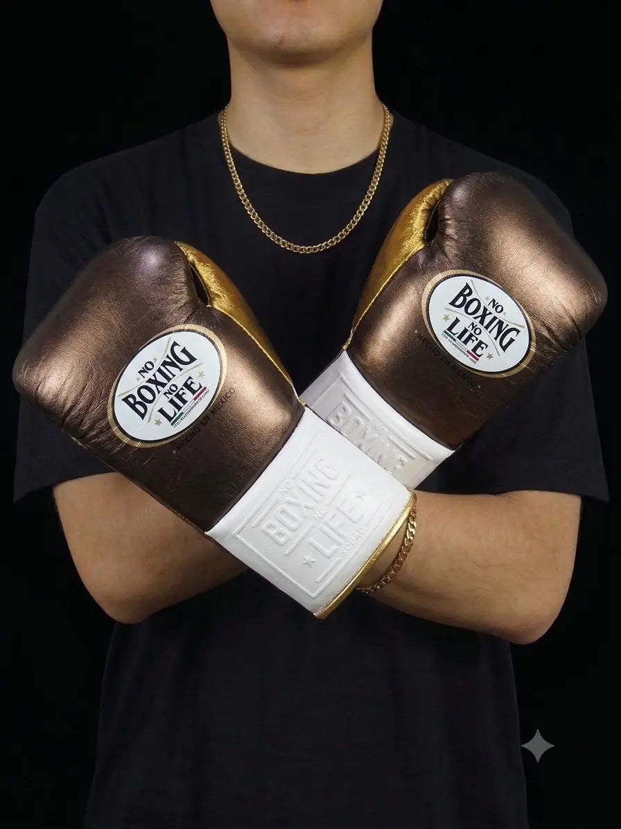 No Boxing No Life Boxing Gloves Bronze & White